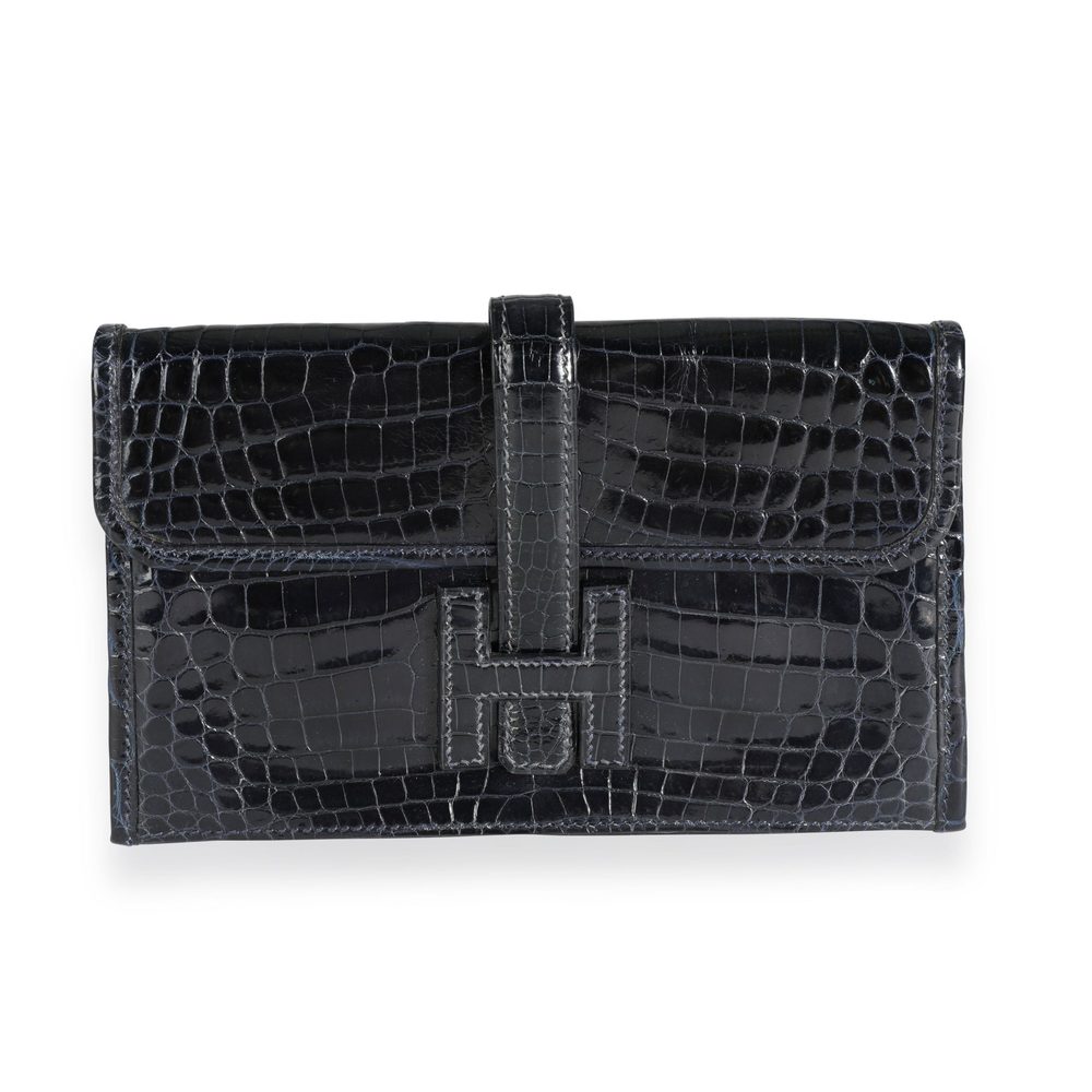 Hermes Bleu Marine Shiny Niloticus Crocodile Mini Jige 20